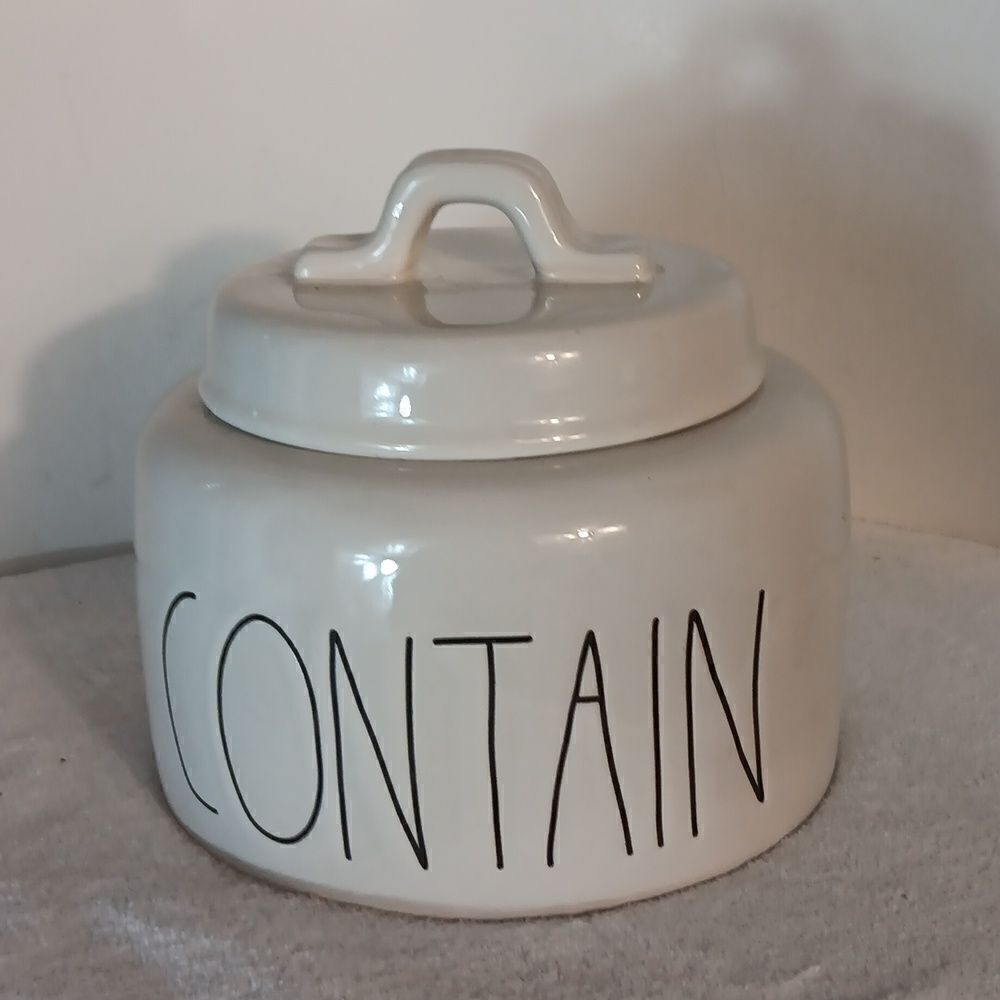 Rae Dunn "CONTAIN" Ceramic Canister w/Lid